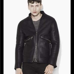 John Varvatos shearling jacket black 52